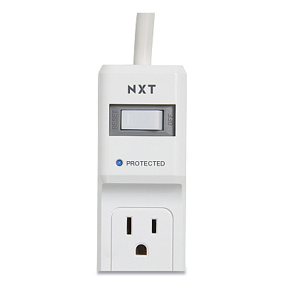 NXT Technologies Surge Protector, 6 AC Outlets, 2.5 ft Cord, 500 J, White, 2/Pack (NXT24324332)