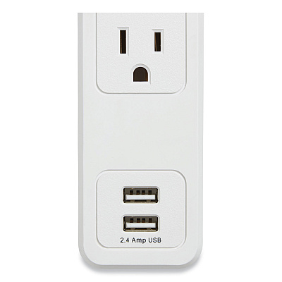 NXT Technologies Surge Protector, 4 AC Outlets/2 USB Ports, 3 ft Cord, 600 J, White (NXT24324333)