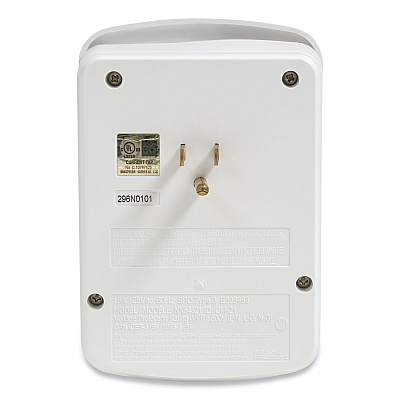 NXT Technologies Wall-Mount Surge Protector, 6 AC Outlets/2 USB Ports, 1,200 J, White (NXT24324334)