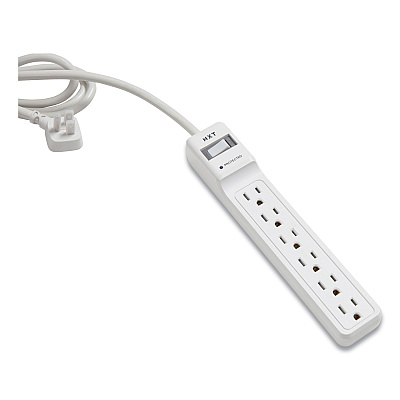 NXT Technologies Surge Protector, 6 AC Outlets, 8 ft Cord, 900 J, White (NXT24373162)