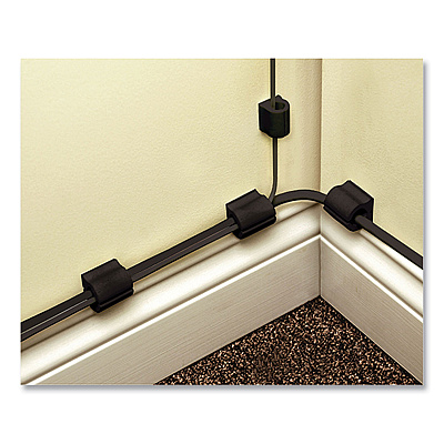 UT Wire D-Wings Nail-Free Cord Clips, 12 Small 0.38", Six Large 0.5", Black, 18/Pack (RBOUTWD18BK)