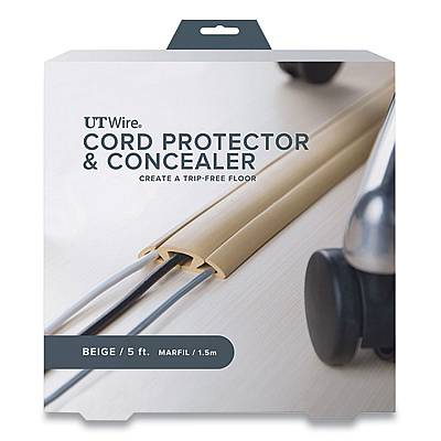 UT Wire Cord Protector and Concealer, 2.6" x 5 ft, Beige (RBOUTWCP501BG)