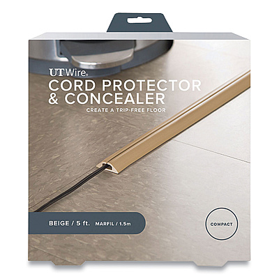 UT Wire Compact Cord Protector and Concealer, 1.6" x 5 ft, Beige (RBOUTWCPM5BG)