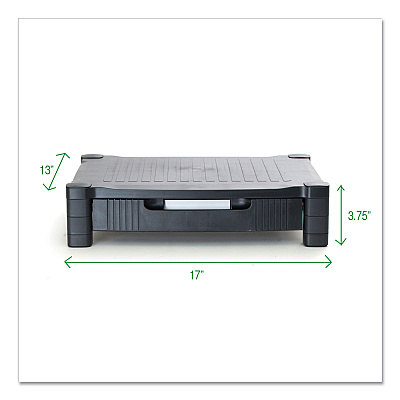 Mind Reader Monitor Stand Riser with Drawer, 17" x 13" x 3.75", Black, Supports 22 lbs (EMSDRPLMONSTBLK)
