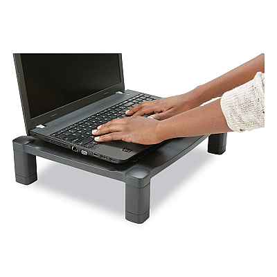 Mind Reader Adjustable Rectangular Monitor Stand, 17" x 13" x 3.75" to 5.75", Black, Supports 22 lbs (EMSPLMONSTBLK)