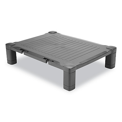 Mind Reader Adjustable Rectangular Monitor Stand, 17" x 13" x 3.75" to 5.75", Black, Supports 22 lbs (EMSPLMONSTBLK)