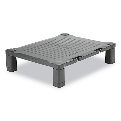 Mind Reader Adjustable Rectangular Monitor Stand, 17" x 13" x 3.75" to 5.75", Black, Supports 22 lbs (EMSPLMONSTBLK)