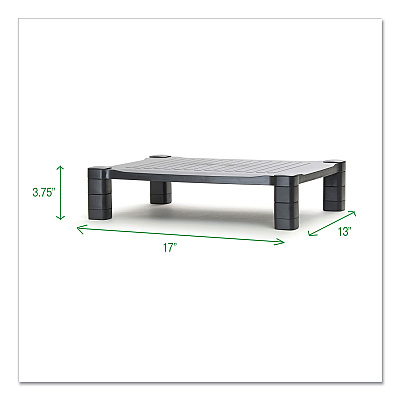 Mind Reader Adjustable Rectangular Monitor Stand, 17" x 13" x 3.75" to 5.75", Black, Supports 22 lbs (EMSPLMONSTBLK)