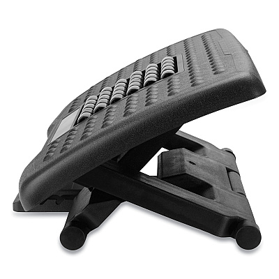 Mind Reader Adjustable Height Footrest with Rollers for Massage, 18w x 14d x 4.25h, Black (EMSFTROLLBLK)