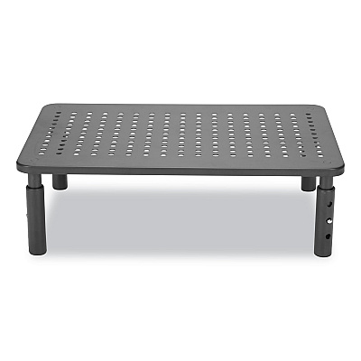 Mind Reader Adjustable Rectangular Monitor Stand, 14" x 9" x 3.25" to 5.25", Black, Supports 44 lbs (EMS4LEGMETBLK)
