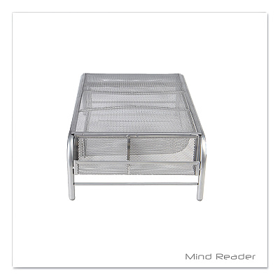 Mind Reader Raise Metal Mesh Monitor Stand with Drawer, 20" x 12" x 5.75", Silver, Supports 25 lbs (EMSMMSIL)