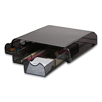 Mind Reader Perch Monitor Stand and Desk Organizer, 13" x 12.5" x 3", Black (EMSMONMESHBLK)