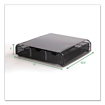 Mind Reader Perch Monitor Stand and Desk Organizer, 13" x 12.5" x 3", Black (EMSMONMESHBLK)