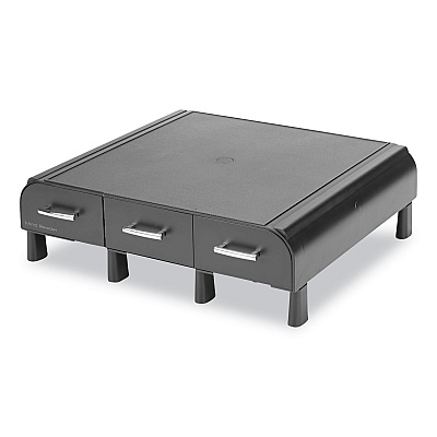 Mind Reader Perch Monitor Stand and Desk Organizer, 13.46" x 12.87" x 2.72", Black/Silver (EMSMONSTA3DBLK)