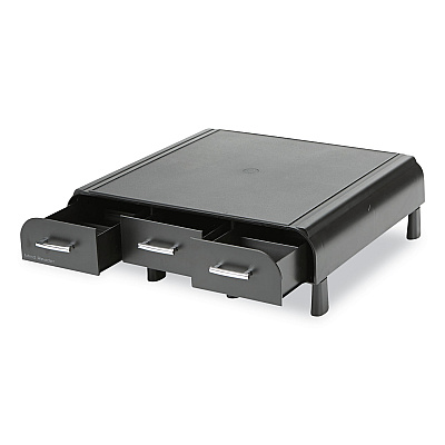 Mind Reader Perch Monitor Stand and Desk Organizer, 13.46" x 12.87" x 2.72", Black/Silver (EMSMONSTA3DBLK)
