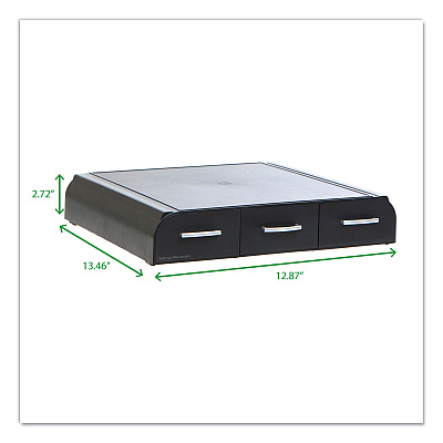 Mind Reader Perch Monitor Stand and Desk Organizer, 13.46" x 12.87" x 2.72", Black/Silver (EMSMONSTA3DBLK)