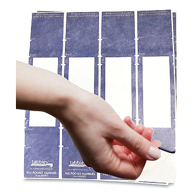 Tabbies File Pocket Handles, 9.63 x 2, Dark Blue/White, 4/Sheet, 12 Sheets/Pack (TAB68807)