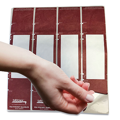Tabbies File Pocket Handles, 9.63 x 2, Red/White, 4/Sheet, 12 Sheets/Pack (TAB68805)