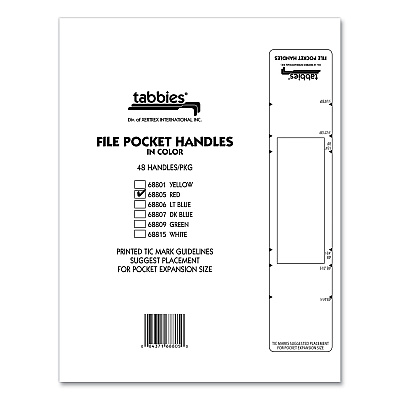 Tabbies File Pocket Handles, 9.63 x 2, Red/White, 4/Sheet, 12 Sheets/Pack (TAB68805)
