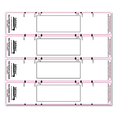 Tabbies File Pocket Handles, 9.63 x 2, White, 4/Sheet, 12 Sheets/Pack (TAB68815)