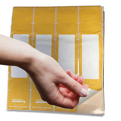 Tabbies File Pocket Handles, 9.63 x 2, Yellow/White, 4/Sheet, 12 Sheets/Pack (TAB68801)