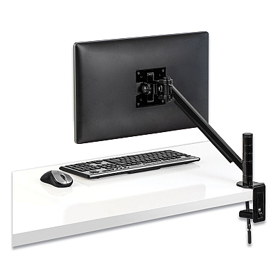 Fellowes Designer Suites Flat Panel Monitor Arm, 180 Degree Rotation, 45 Degree Tilt, 360 Degree Pan, Black, Supports 20 lb (8038201)