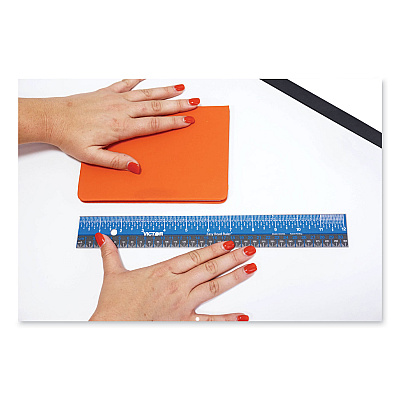Victor Easy Read Stainless Steel Ruler, Standard/Metric, 12".5 Long, Blue (VCTEZ12SBL)