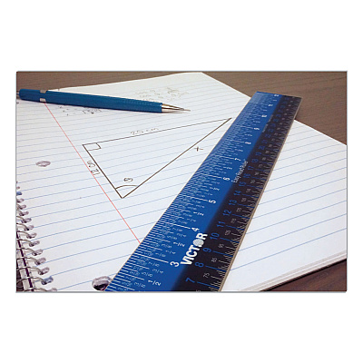 Victor Easy Read Stainless Steel Ruler, Standard/Metric, 12".5 Long, Blue (VCTEZ12SBL)