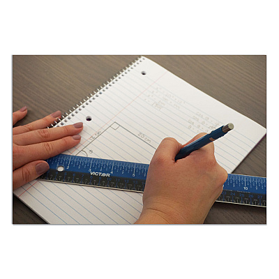 Victor Easy Read Stainless Steel Ruler, Standard/Metric, 12".5 Long, Blue (VCTEZ12SBL)