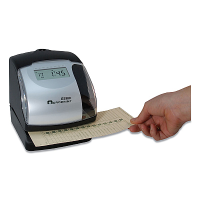 Acroprint ES900 Atomic Electronic Payroll Recorder, Time Stamp and Numbering Machine, Digital Display, Black (ACP010209000)