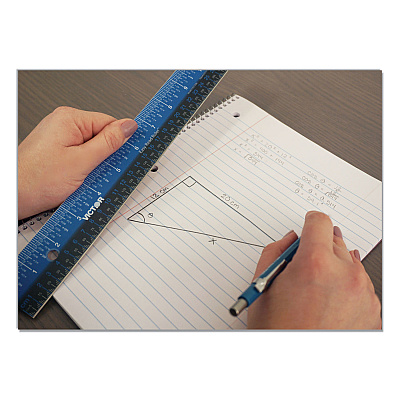 Victor Easy Read Stainless Steel Ruler, Standard/Metric, 12".5 Long, Blue (VCTEZ12SBL)