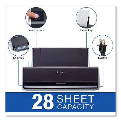 Swingline 28-Sheet Commercial Electric Two-Hole Punch, Fixed 9/32" Holes, Black/Silver (SWI74532)