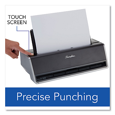 Swingline 28-Sheet Commercial Electric Two-Hole Punch, Fixed 9/32" Holes, Black/Silver (SWI74532)
