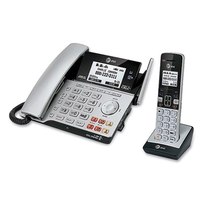 AT&T Connect to Cell TL86103 Two-Line Corded/Cordless Phone, Corded Base Station and 1 Additional Handset, Black/Silver