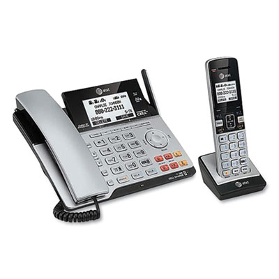 AT&T Connect to Cell TL86103 Two-Line Corded/Cordless Phone, Corded Base Station and 1 Additional Handset, Black/Silver