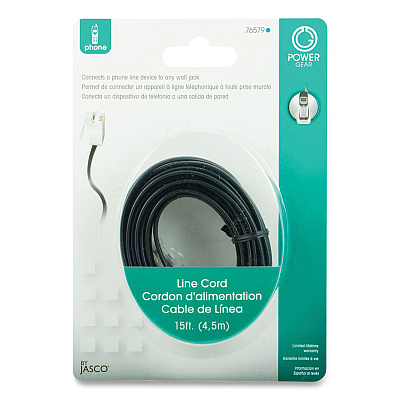Power Gear Line Cord, Plug/Plug, 15 ft, Black (GEL76579999)