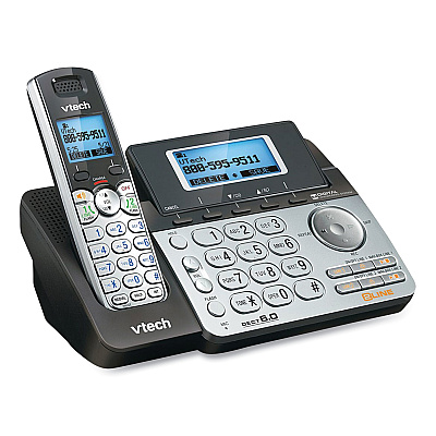 Vtech DS6151-2 Two-Handset Two-Line Cordless Phone with Answering System, Black/Silver (VTE80088300)