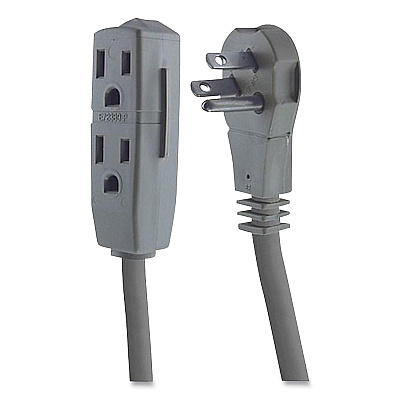 GE Power Strip, 3 Outlets, 8 ft Cord, Gray (GEL5055243027)