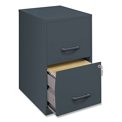 Office Designs Two-Drawer Vertical File Cabinet, 2 Letter-Size File Drawers, Graphite, 14.25" x 18" x 24.5" (HID14443)
