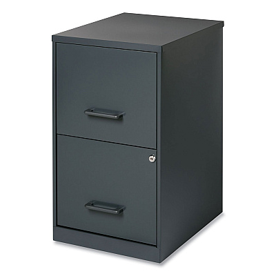 Office Designs Two-Drawer Vertical File Cabinet, 2 Letter-Size File Drawers, Graphite, 14.25" x 18" x 24.5" (HID14443)