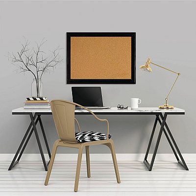Quartet Cork Bulletin Board with Black Frame, 23 x 17, Tan Surface (QRT79281)