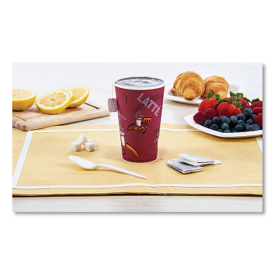 Solo Paper Hot Drink Cups in Bistro Design, 16 oz, Maroon, 1,000/Carton (SCC316SI)
