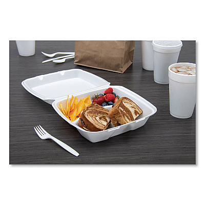 Dart Foam Hinged Lid Containers, 3-Compartment, 8.38 x 7.78 x 3.25, 200/Carton (DCC85HT3R)