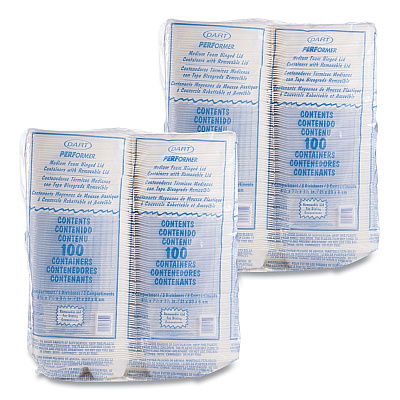 Dart Foam Hinged Lid Containers, 3-Compartment, 8.38 x 7.78 x 3.25, 200/Carton (DCC85HT3R)