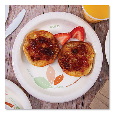 Solo Bare Eco-Forward Paper Dinnerware Perfect Pak, ProPlanet Seal, Plate, 8.5" dia, Green/Tan, 125/Pack, 2 Packs/Carton (SCCOFMP9RJ7234)