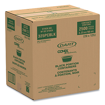 Dart Conex Complements Portion/Medicine Cups, 3.25 oz, Black, 125/Bag, 20 Bags/Carton (DCC325PCBLK)