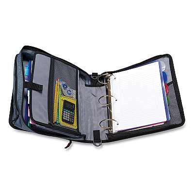 Case it Mighty Zip Tab Binder, 3 Rings, 3" Capacity, 11 x 8.5, Black (D146BLACK)