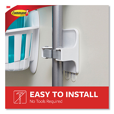 Command Broom Gripper, 3.12w x 1.85d x 3.34h, White/Gray, 2 Grippers/4 Strips (MMM17007HW2ES)