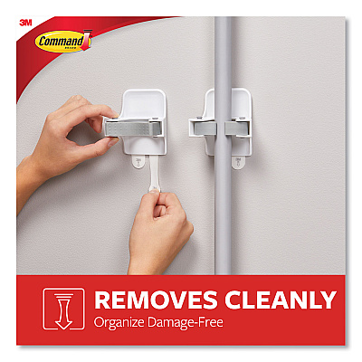 Command Broom Gripper, 3.12w x 1.85d x 3.34h, White/Gray, 2 Grippers/4 Strips (MMM17007HW2ES)
