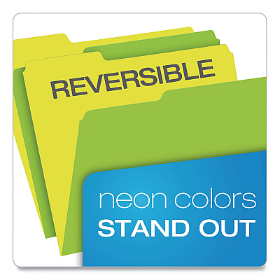 Pendaflex Glow Twisted 3-Tab File Folder, 1/3-Cut Tabs: Assorted, Letter Size, 0.25" Expansion, Assorted Colors, 12/Pack (PFX40526)